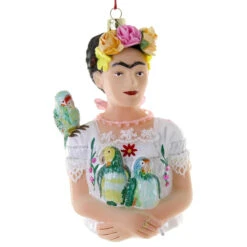 Cody Foster & Co - Frida Khalo With Parrots Blown Glass Ornament