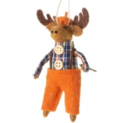 Felt Reindeer In Woodland Outfit Ornament