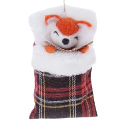 Felt Fox In Black Sleeping Bag Ornament