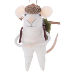 Felt Hiking Mice With Backpack Ornament