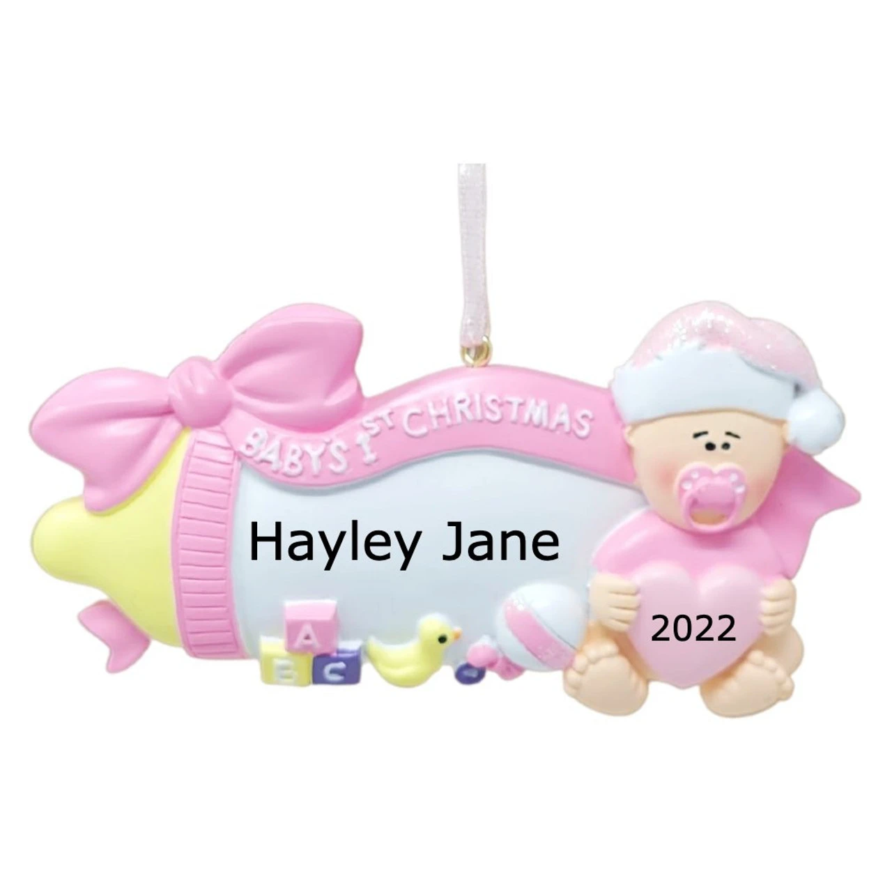 Personalized Baby's First Christmas Pink Bottle Ornament 4 Personalized Baby's First Christmas Pink Bottle Ornament - Image 2
