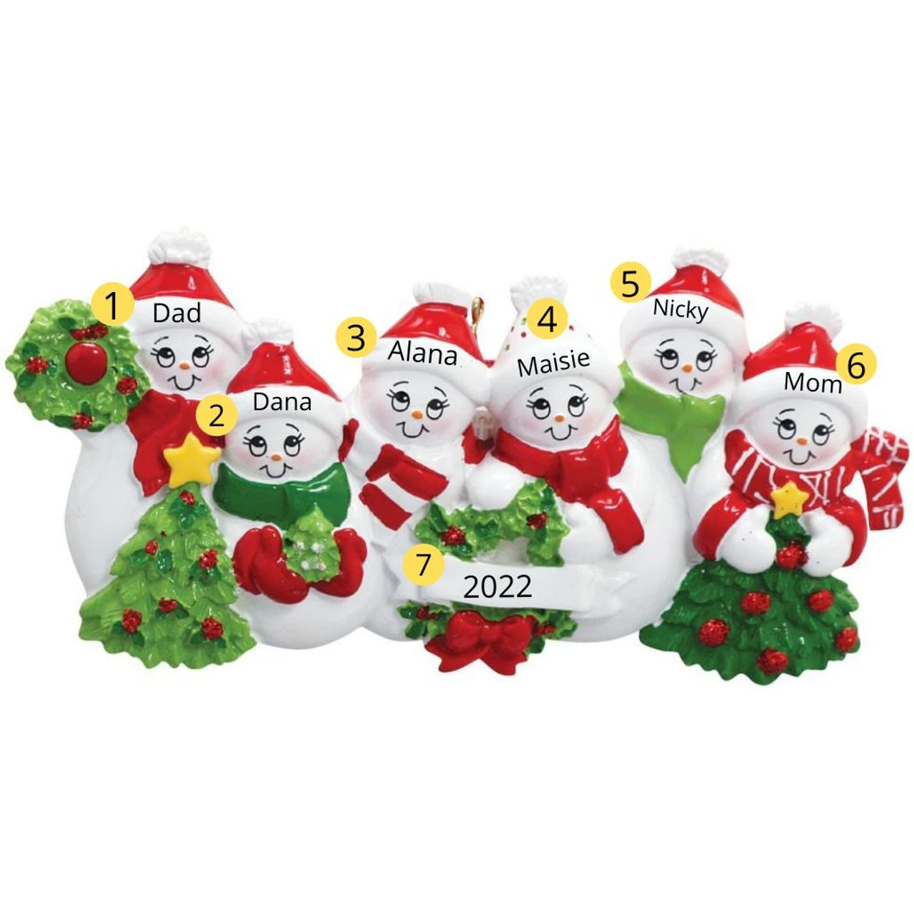 Personalized Snow Family Of 6 Ornament 4 Personalized Snow Family Of 6 Ornament - Image 2