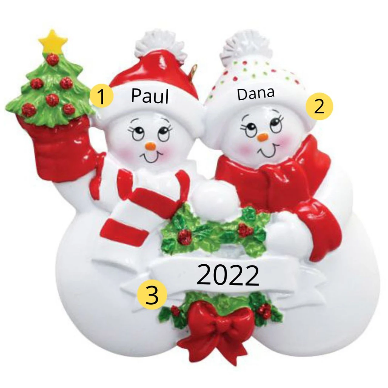 Personalized Snow Family Of 2 Ornament 4 Personalized Snow Family Of 2 Ornament - Image 2