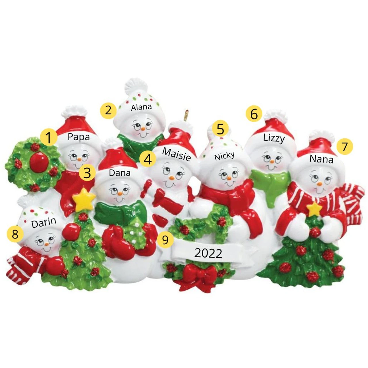 Personalized Snow Family Of 8 Ornament 4 Personalized Snow Family Of 8 Ornament - Image 2