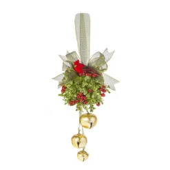 Red Cardinal Jingle Bell Door Decor Kissball
