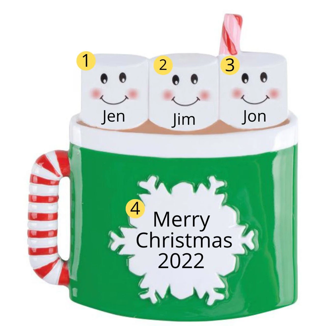Personalized Family Of 3 Hot Cocoa Ornament 4 Personalized Family Of 3 Hot Cocoa Ornament - Image 2