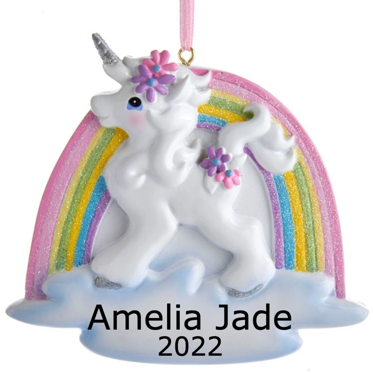 Kurt Adler Personalized Unicorn Rainbow Ornament - Image 2