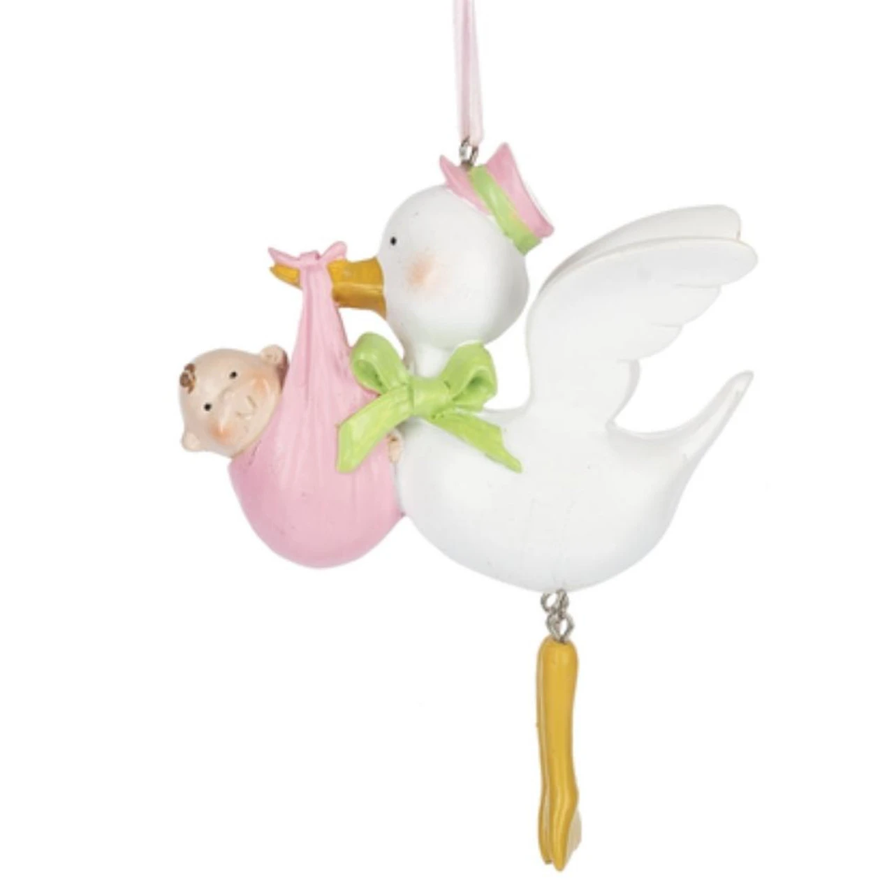 Stork W/Baby Girl Ornament 3 Stork W/Baby Girl Ornament