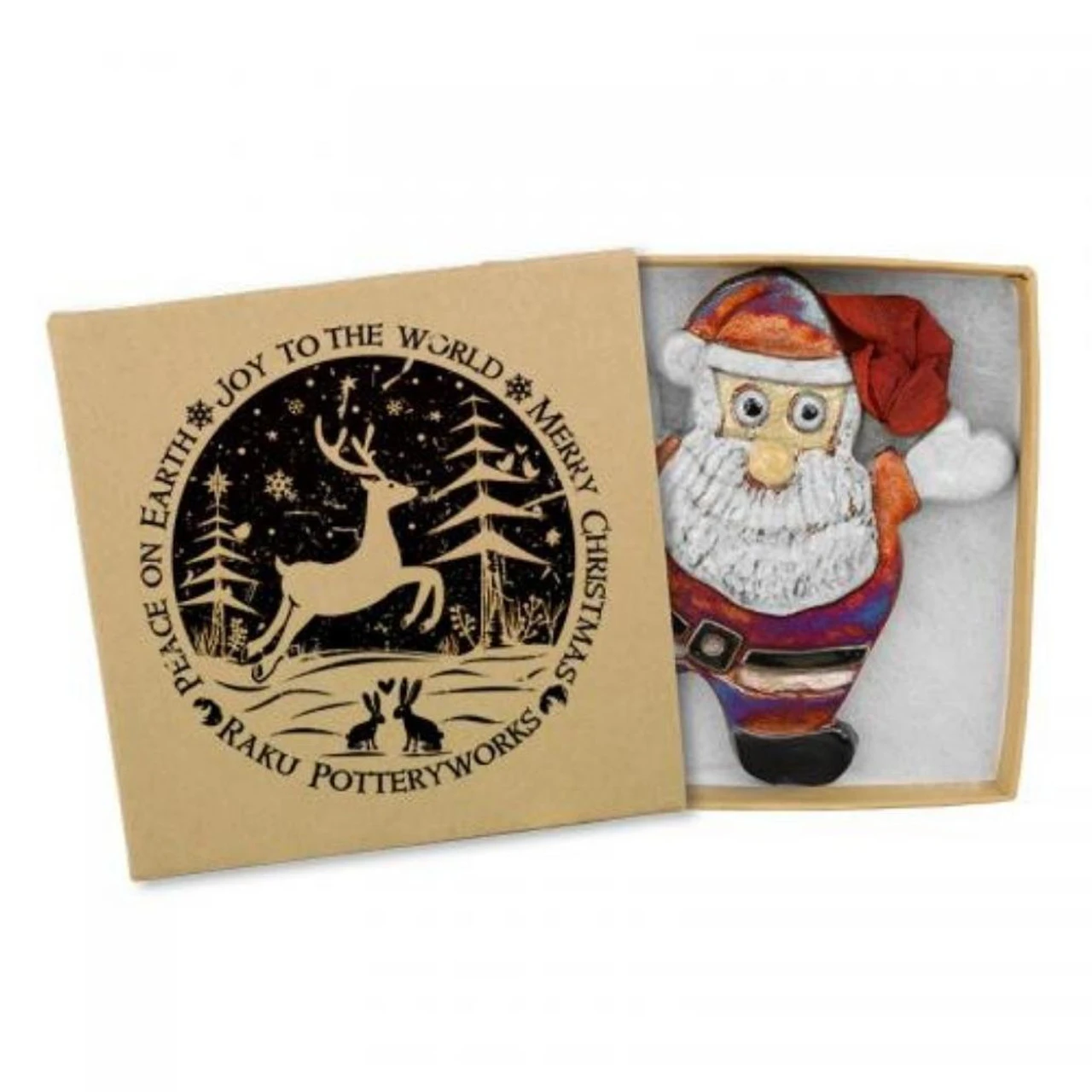 Handmade Kiln Fired Red Santa Claus Christmas Ornament 4 Handmade Kiln Fired Red Santa Claus Christmas Ornament - Image 2