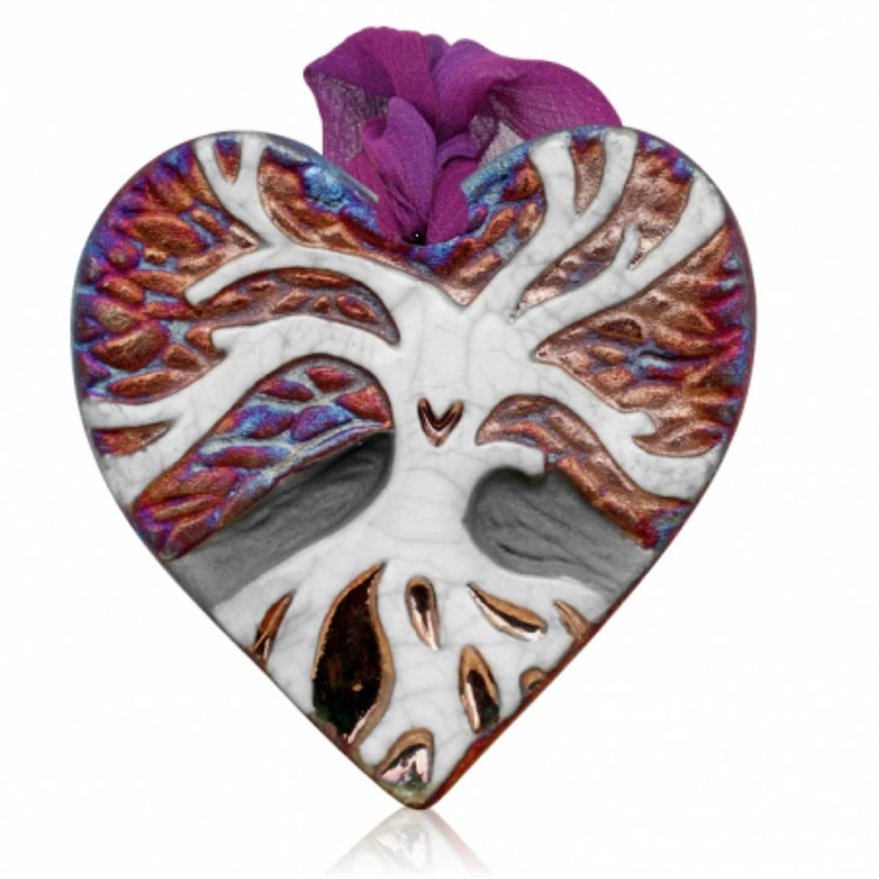 Tree Silhouette Medallion Ornament From Raku Pottery 3 Tree Silhouette Medallion Ornament From Raku Pottery