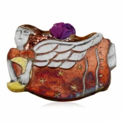 Moon Angel Raku Ornament Handcrafted From Raku Potteryworks