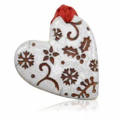 Christmas Heart Crackle Raku Ornament Handcrafted From Raku Potteryworks