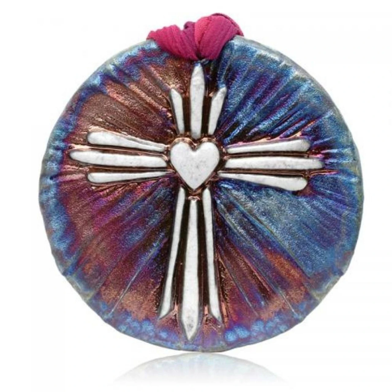 Cross Medallions Ornament Handcrafted From Raku Potteryworks 3 Cross Medallions Ornament Handcrafted From Raku Potteryworks