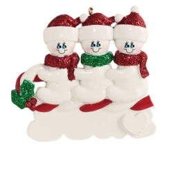Personalized 3 Snowmen On A Tobbogan Ornament