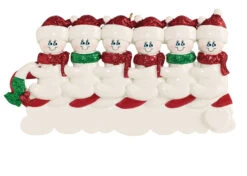 Personalized 6 Snowmen On A Tobbogan Ornament