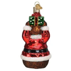 Bear Wearing Santa Suit Blown Glass Ornament -Ornaments Shop Christmas Bear Ornament back 94611.1680018540