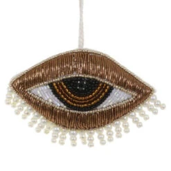 Cody Foster Wool Felt Beaded Golden Brown Eye Ornament