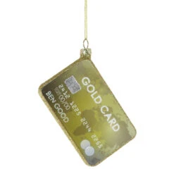 Cody Foster Glass Gold Card Ornament