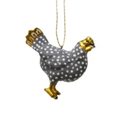 Cody Foster Paper Mache Gray Merriment Hen Ornament