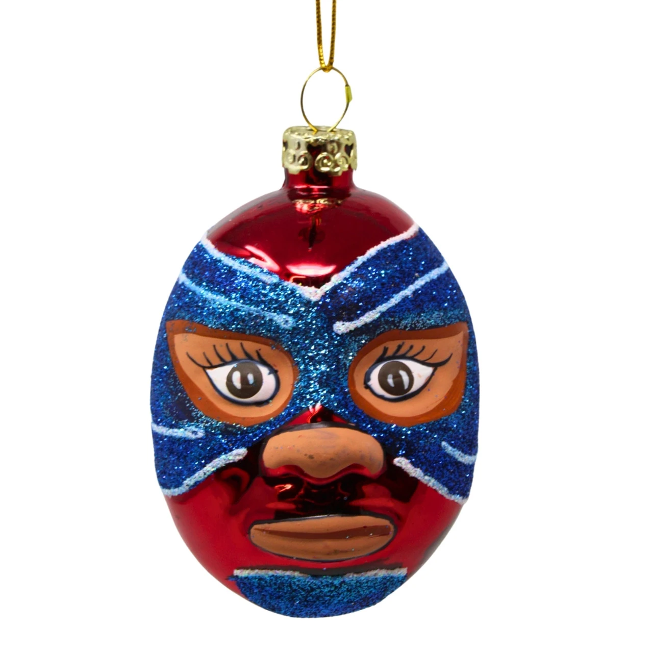 Cody Foster Red Mexican Wrestler Mask Blown Glass Ornament 3 Cody Foster Red Mexican Wrestler Mask Blown Glass Ornament