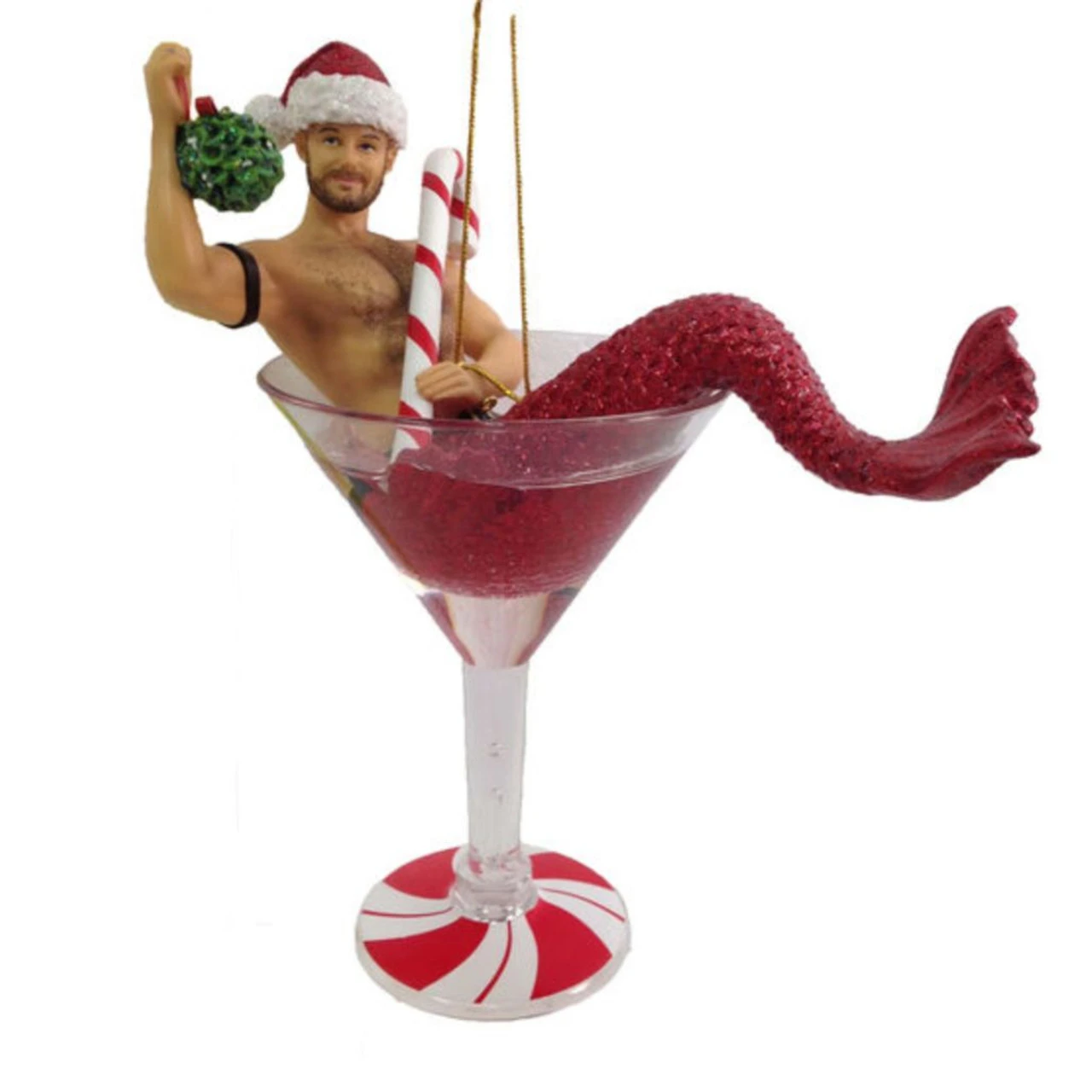 December Diamonds - Mistletoe Santa Merman Ornament 3 December Diamonds - Mistletoe Santa Merman Ornament