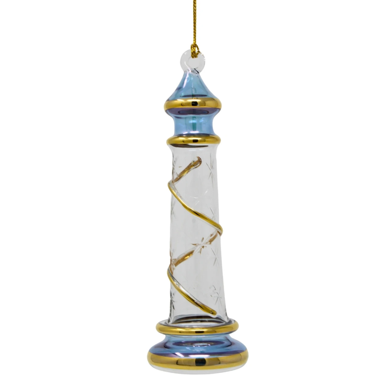 Egyptian Museum Glass Blue Lighthouse Ornament 3 Egyptian Museum Glass Blue Lighthouse Ornament