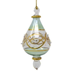 Egyptian Museum Glass Green Pear Drop Ornament​​​​​​​