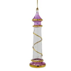 Egyptian Museum Glass Purple Lighthouse Ornament