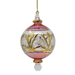 Egyptian Museum Small Pink Gold Etched Ball Ornament