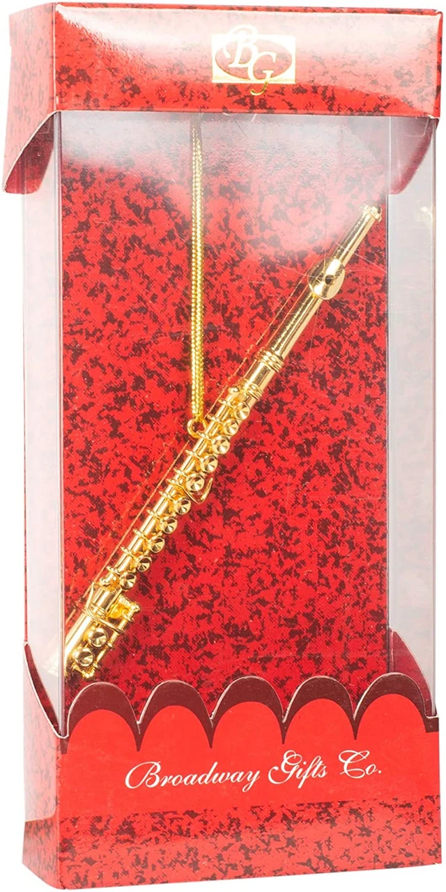 Broadway Gifts Gold Brass Flute Ornament 5 Broadway Gifts Gold Brass Flute Ornament - Image 3