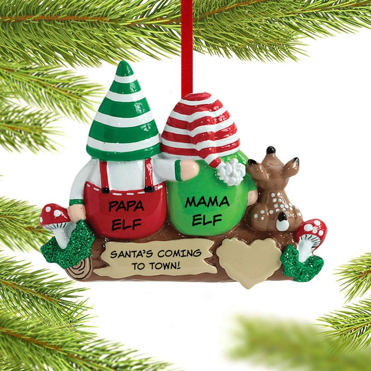 Personalized Two Gnomes On A Log Ornament 4 Personalized Two Gnomes On A Log Ornament - Image 2