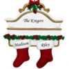 Personalized White Mantle With 2 Red Stockings Ornament -Ornaments Shop Mantle Family 2 60473.1470205971