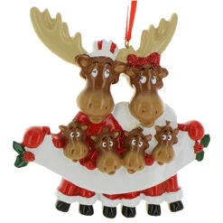 Personalized Moose Family Of 6 Ornament