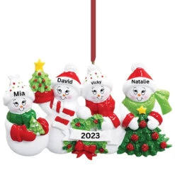 Personalized Snow Family Of 4 Ornament -Ornaments Shop Personalized Snow Family of 4 Ornament name 99938.1684158782