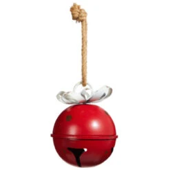 Large Red Distressed Iron Christmas Bell Ornament