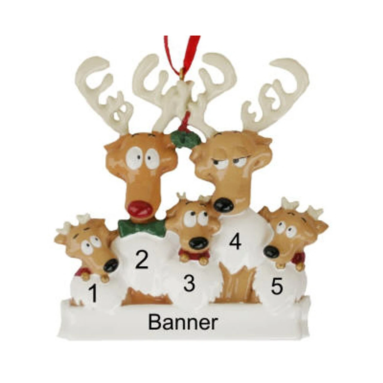 Personalized Reindeer Family Of 5 Ornament 3 Personalized Reindeer Family Of 5 Ornament