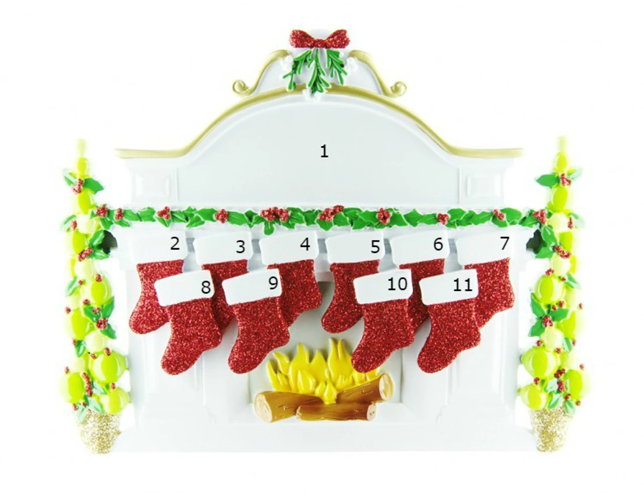 Free Personalization* Family Of 10 Sparkling Red Stockings On Fireplace 4 Free Personalization* Family Of 10 Sparkling Red Stockings On Fireplace - Image 2
