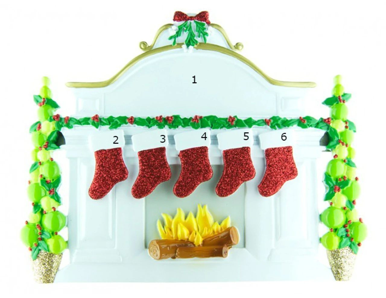 Free Personalization* Family Of 5 Sparkling Red Stockings On Fireplace 4 Free Personalization* Family Of 5 Sparkling Red Stockings On Fireplace - Image 2