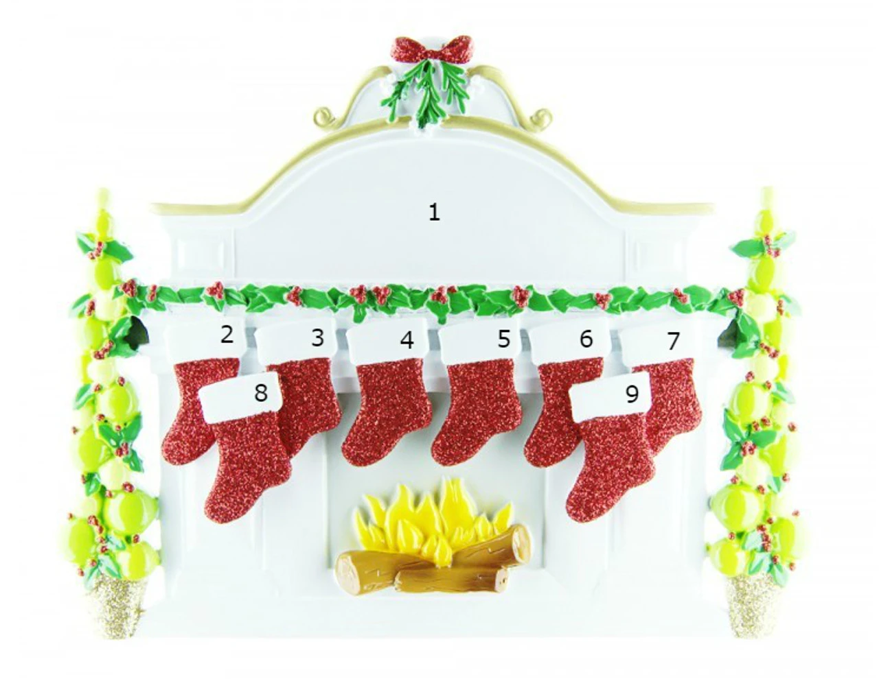 Free Personalization* Family Of 8 Sparkling Red Stockings On Fireplace 4 Free Personalization* Family Of 8 Sparkling Red Stockings On Fireplace - Image 2