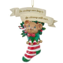 Kurt Adler The Night Before Christmas Mouse In A Stocking Ornament