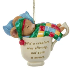 Kurt Adler The Night Before Christmas Mouse In A Mug Ornament