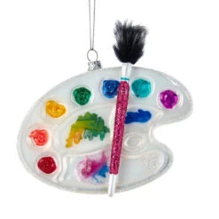 Kurt Adler Glass Water Color Palette And Paint Brush Ornament
