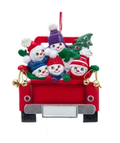 Kurt Adler Personalized Snowman Family Of 5 On Truck Ornament