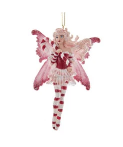 Kurt Adler Red Fairy With Candy Cane Ornament