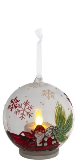 LED Gnome In A Truck Ornament