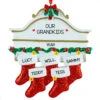 Personalized White Mantle With 5 Red Stockings Ornament -Ornaments Shop mantle 5 42139.1470206881