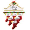 Personalized White Mantle With 6 Red Stockings Ornament -Ornaments Shop mantle 6 96759.1470207103