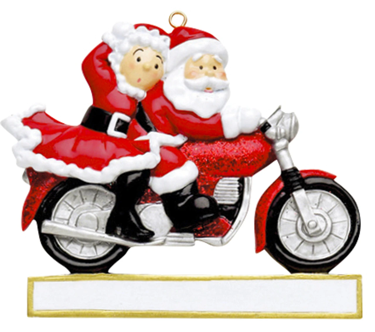 Personalized Santa And Mrs. Claus On Motorcycle Ornament 3 Personalized Santa And Mrs. Claus On Motorcycle Ornament