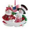 Kurt Adler Personalized Patriotic Snow Family Of 3 Ornament