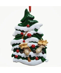 Kurt Adler Moose Christmas Tree Family Of 2 Ornament For Personalization